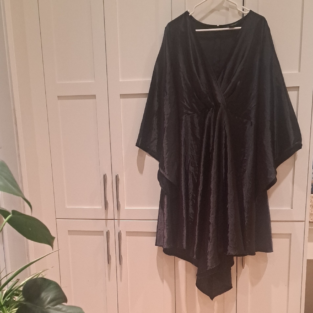 Ashley Stewart Black Satin-Look Tunic